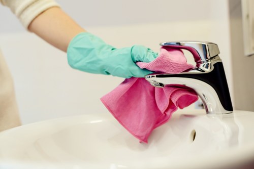Professional office cleaning in a modern workplace