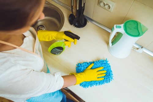 Deep cleaning a bathroom during end of tenancy cleaning