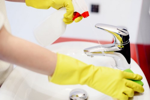 Detailed bathroom cleaning during Airbnb turnover service