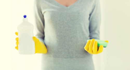 Maintenance of stairwell and hallway communal areas with cleaning tools