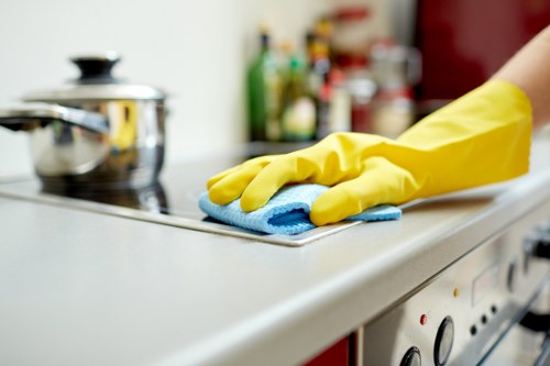 Commercial office cleaning service maintaining a bright workspace
