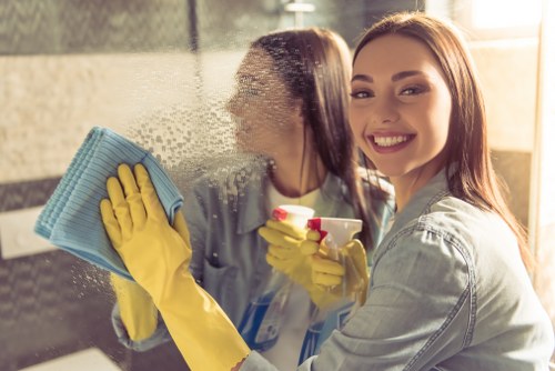 Step-by-step deep cleaning process in a tidy interior space