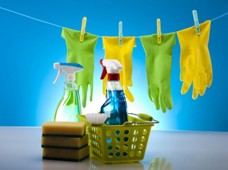 Deep cleaning tools and supplies ready for a one off cleaning job